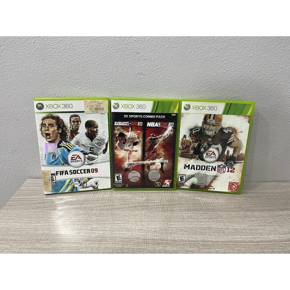 Xbox 360 Sports Game Lot Madden 12 FIFA 09 MLB 2K12 NBA 2K12 Bundle 4 Games